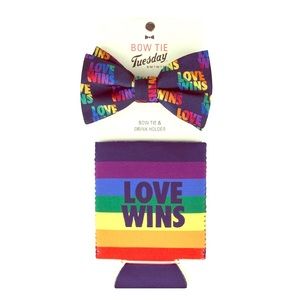 🌈BOW TIE Tuesday🎀 “Love Wins” Tie, Coozie Set